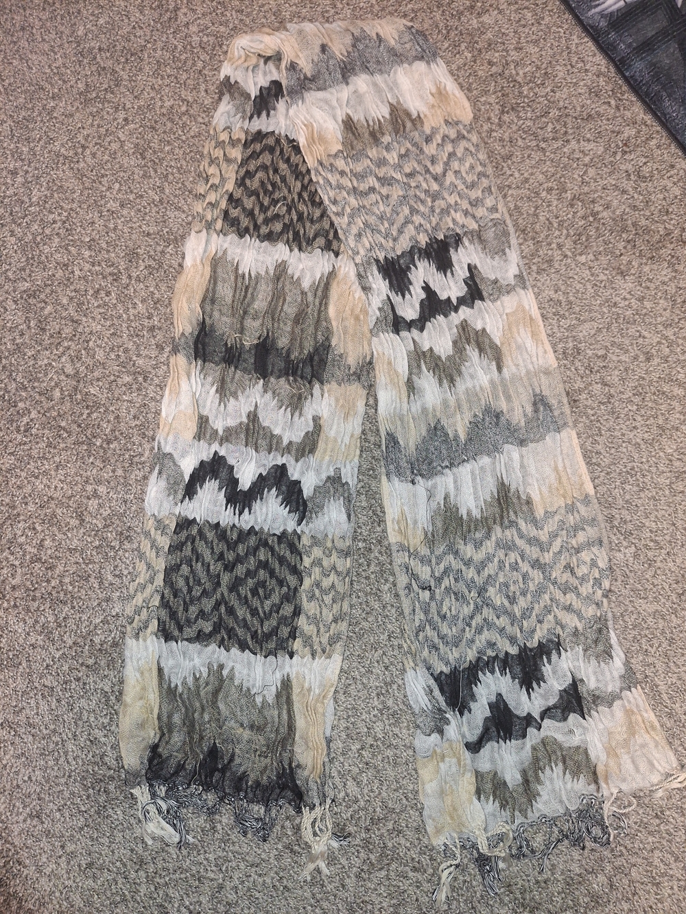 Neutral Chevron Crinkle Scarf - Multi-Color